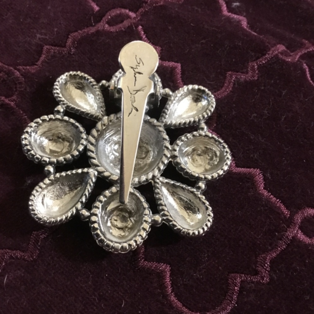 Neiman Marcus Vintage signed Sylvia Dahl Floral Scarf Tie/Clip - Picture 5 of 5